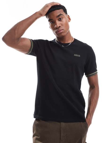 Barbour International - Spencer - T-shirt nera testurizzata con righe a contrasto sui bordi - view 1