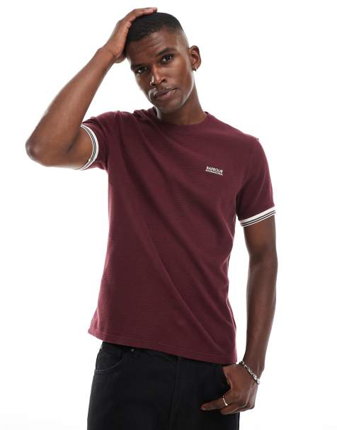Barbour International - Spencer - T-shirt texturé à liserés - Bordeaux et noir - view 1