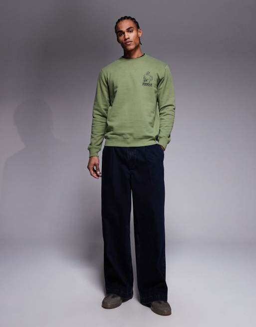 Barbour International Staithes graphic logo sweatshirt with back print in green, 2 of 5