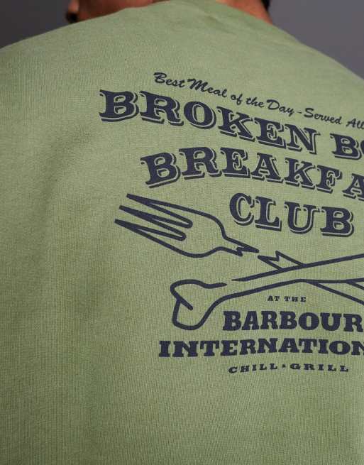 Barbour International Staithes graphic logo sweatshirt with back print in green, 4 of 5
