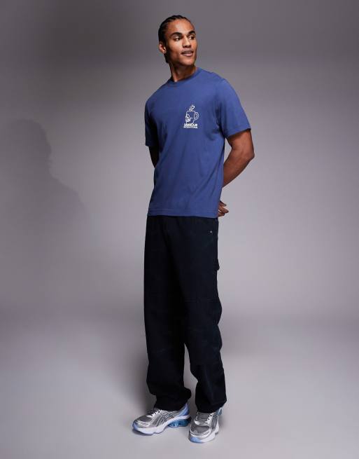 Barbour International Staithes graphic logo t-shirt with back print in blue, 2 of 5