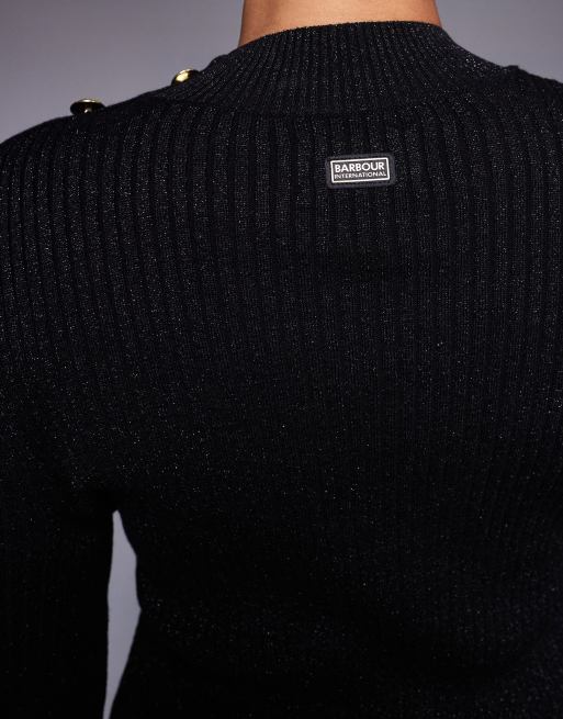 Barbour International Stella knitted rib jumper in black , 3 of 4