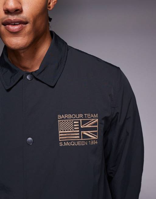 Barbour International – Steve McQueen – Czarna kurtka typu coach z logo, 5 z 5