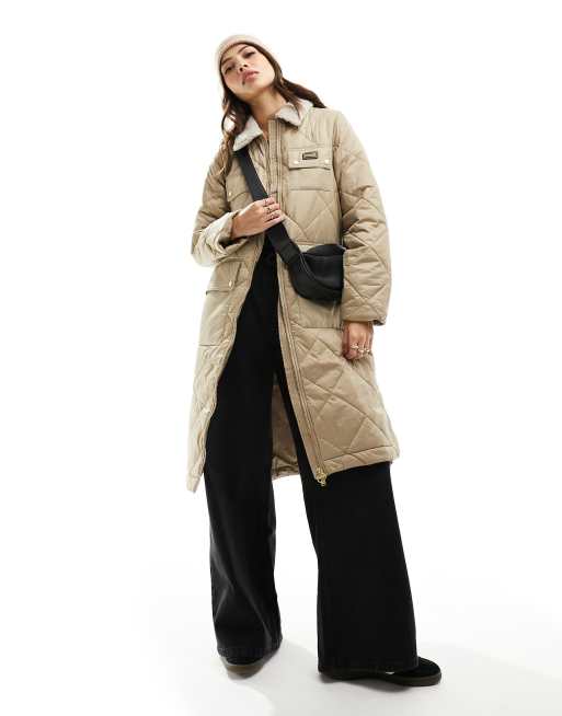Barbour International Supanova long quilted collared jacket in