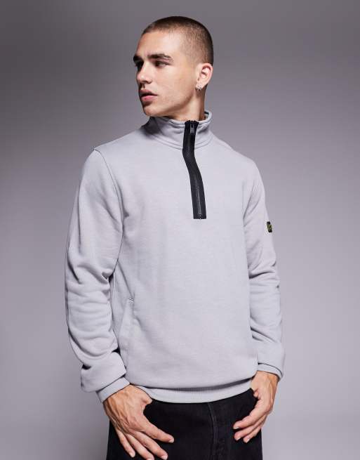 Barbour International - Sweater met opstaande boord en omlijnd logo in grijs 