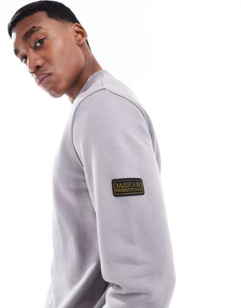 Barbour International – Sweatshirt in Granitgrau mit Rundhalsausschnitt und Aufnäher - view 1