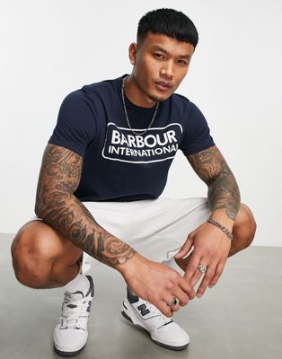 Barbour International large logo t-shirt in navy  - ASOS Price Checker