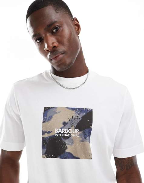 Barbour International - T-shirt bianca con blocco con motivo mimetico - view 1