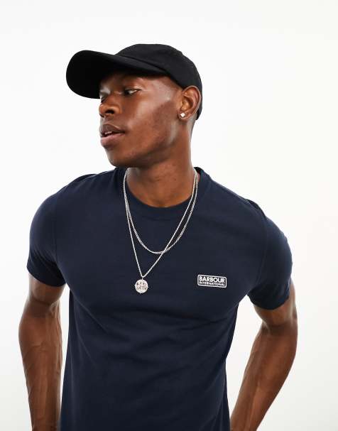 Barbour International - T-shirt con logo piccolo blu navy - view 1
