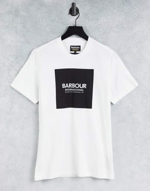 Barbour International - T-shirt con riquadro con logo colore bianco, 1 di 4