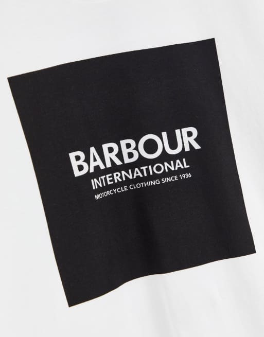 Barbour International - T-shirt con riquadro con logo colore bianco, 3 di 4