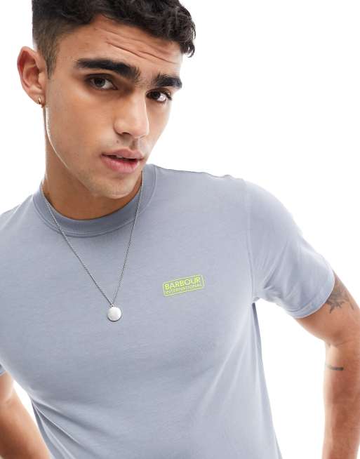 Barbour International – T-Shirt in Blau mit kleinem Logo