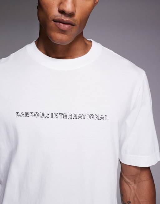 Barbour International – T-Shirt in Weiß mit Umriss-Logo, 5 von 5