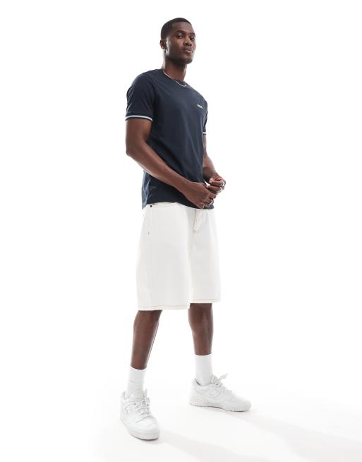 Barbour International - T-shirt met een gekleurd randje in donker marineblauw