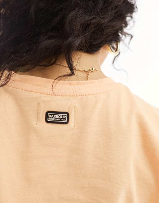 Barbour International - T-shirt met gestrikte voorkant in perzikkleur, 4 van 4
