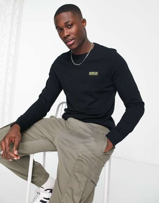 Barbour International - T-shirt nera a maniche lunghe con logo