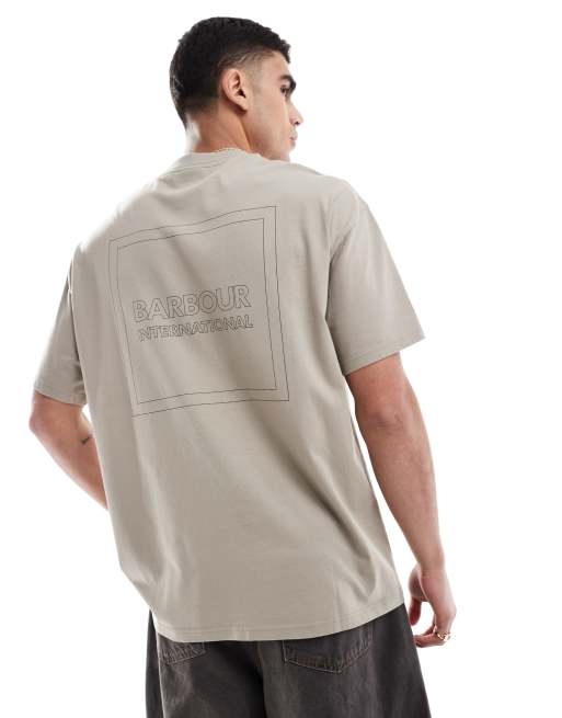 Barbour International - T-shirt oversize avec imprimé au dos - Béton