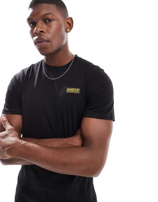 Barbour International - T-shirt slim nera con logo