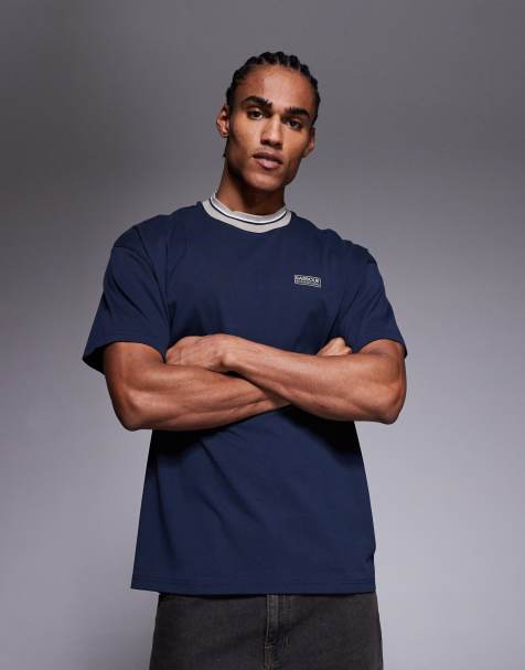 Barbour International Taley oversized tipped logo t-shirt in navy