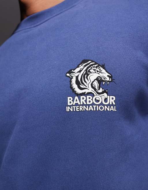 Barbour International – Talisman – Blå sweatshirt med grafisk logga och tryck baktill, 5 av 5