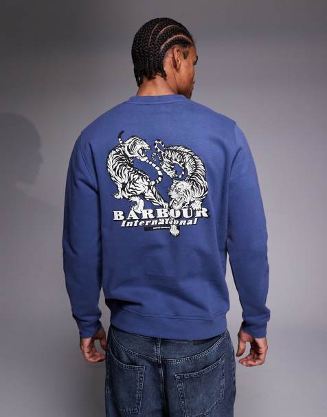 Barbour International – Talisman – Niebieska bluza z grafiką z logo na plecach - view 1