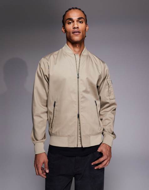 Barbour International - Tardon - Beige bomber-jakke med gennemgående lynlås og logo - view 1