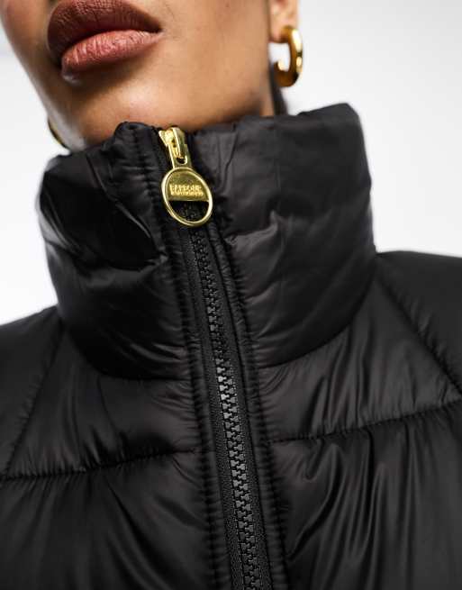 Barbour International Thompson long quilted zip up vest in black, 3 of 4