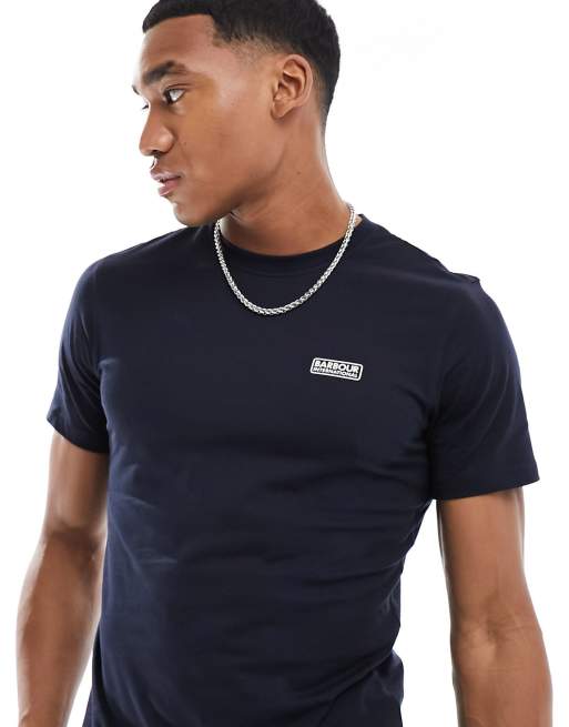 Barbour International - Throttle - Slim-fit T-shirt met logo in marineblauw, exclusief bij CerbeShops