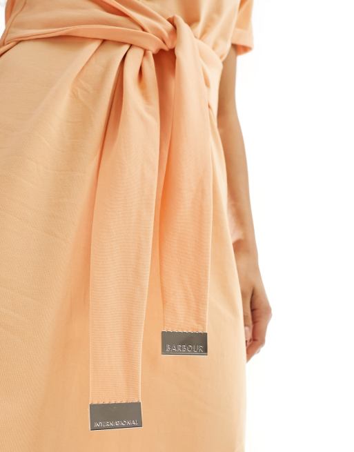 barbour orange dress Barbour International Off-the-Shoulder Ribbed Dress  Orange  Size UK 10   BNWT