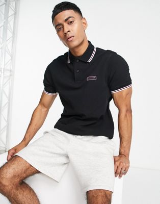 Barbour International tipped polo in black