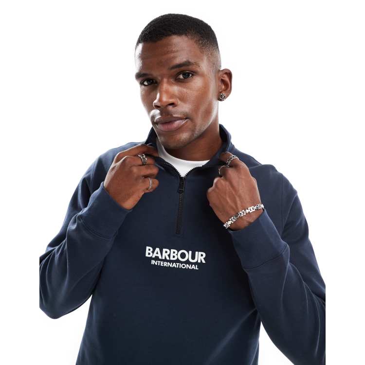 Barbour International Transmission half zip sweatshirt in navy | ASOS