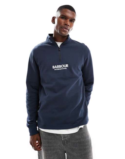 Barbour International Transmission half zip sweatshirt in navy | ASOS