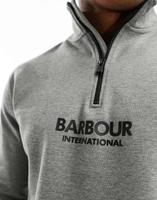 Barbour International – Transmission – Sweatshirt in Grau mit kurzem Reißverschluss, 2 von 4