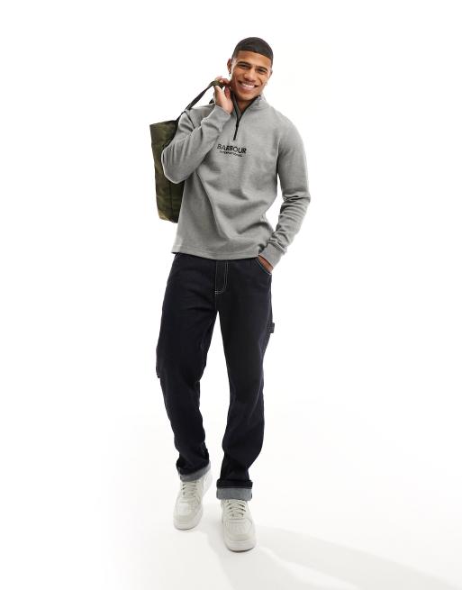 Barbour International – Transmission – Sweatshirt in Grau mit kurzem Reißverschluss, 3 von 4