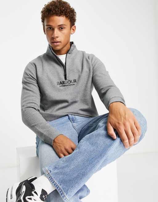 Barbour International – Transmission – Szara bluza z suwakiem pod szyją