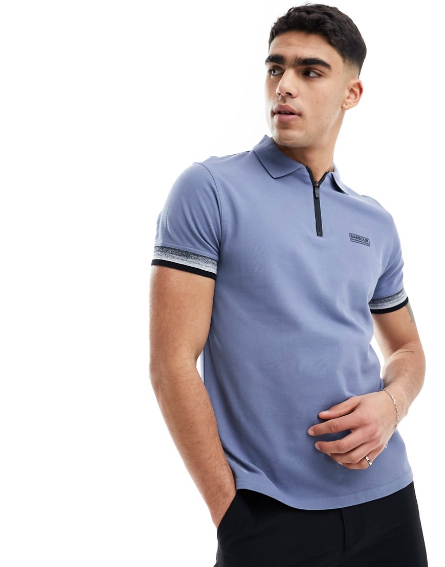 Barbour International Twist zip polo shirt in light blue