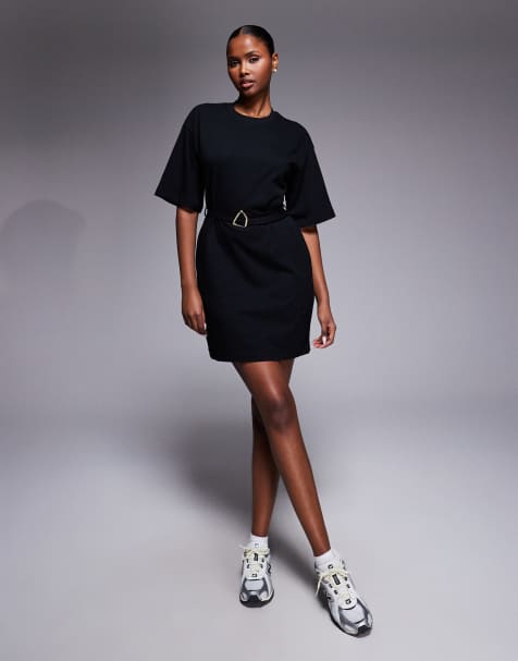 Barbour International Uma tie up buckle mini t-shirt dress in black - view 1