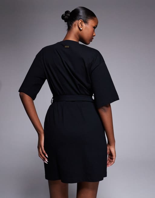 barbour t shirt dress Barbour International Uma tie up buckle mini t-shirt dress in black