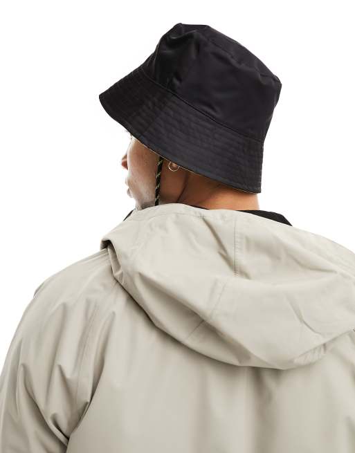 Barbour International unisex reversible bucket hat in black/yellow, 4 of 4