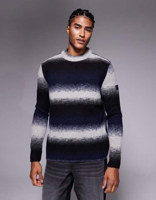 Barbour International Vector colour block crew neck jumper in black - BLACK