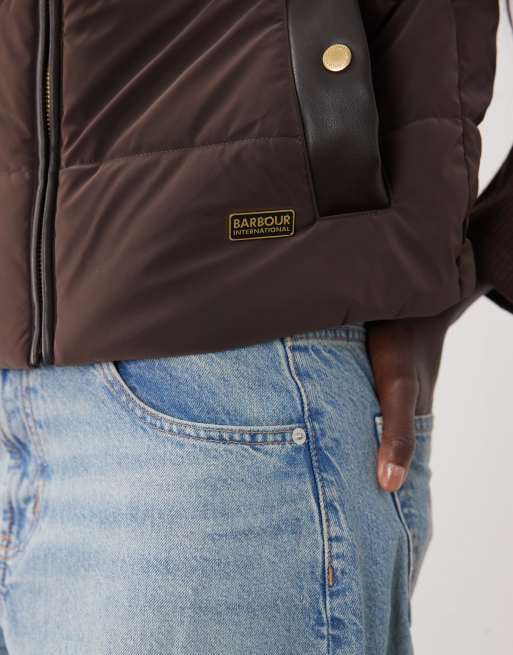 Barbour International veste sweat matelassée en faux velours marron truffe, 2 de 4