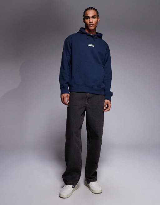 Barbour International Wendell oversized logo hoodie with back print in navy, 2 of 5