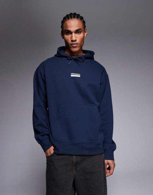Barbour International Wendell oversized logo hoodie with back print in navy, 3 of 5