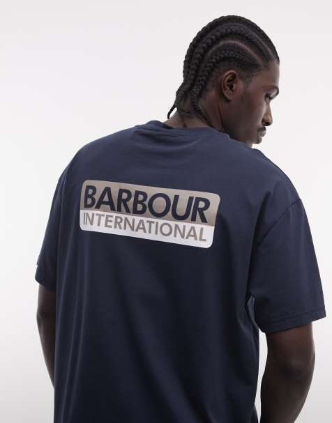 Barbour International - Wendell - T-Shirt oversize blu navy con logo e stampa sul retro - view 1