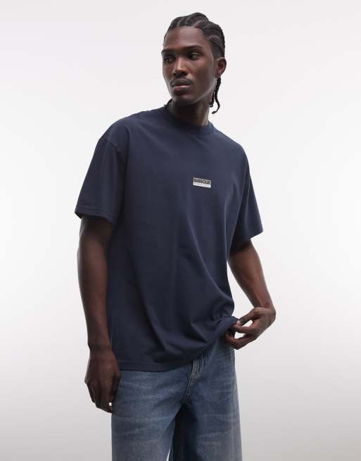 Barbour International - Wendell - T-Shirt oversize blu navy con logo e stampa sul retro, 2 di 5