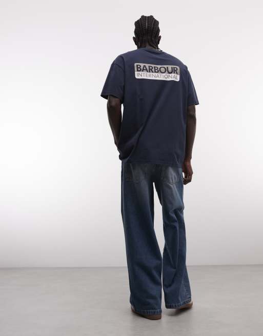 Barbour International - Wendell - T-Shirt oversize blu navy con logo e stampa sul retro, 3 di 5