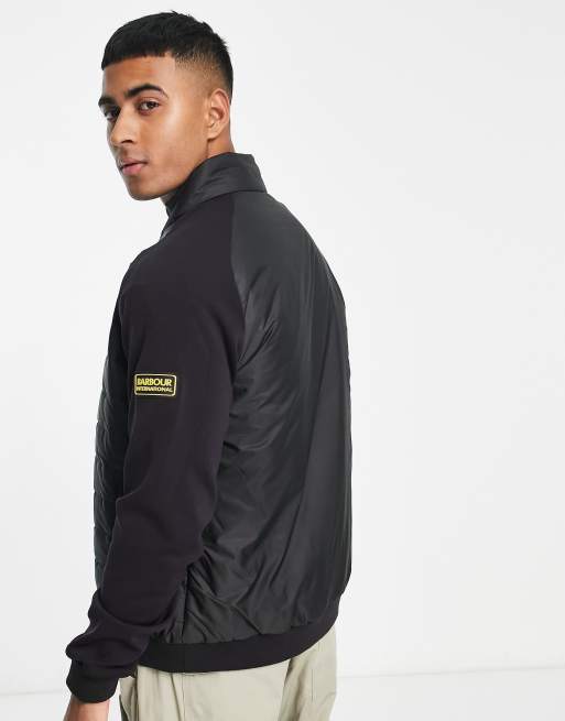 Barbour International Wharf Gesteppte Sweat Jacke in Schwarz mit ReiBverschluss ASOS