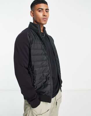 Barbour International Wharf quilted zip sweat jacket in black - ASOS Price Checker