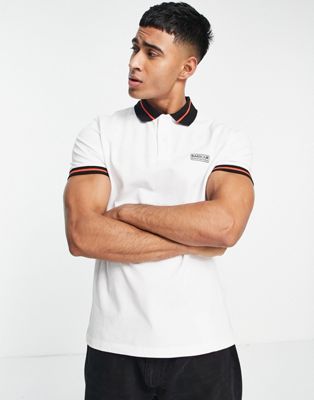 Barbour International Wipeout contrast tipped polo in white