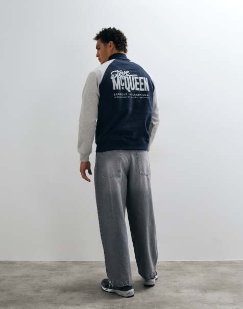 Barbour International x Steve McQueen Kenny sudadera raglán con media cremallera en azul marino/gris - view 1